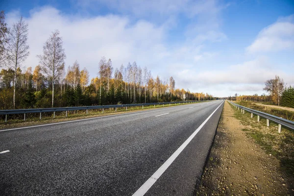 Вид Асфальт Сільська Дорога Латвії Чітких Осінньому Дні — стокове фото