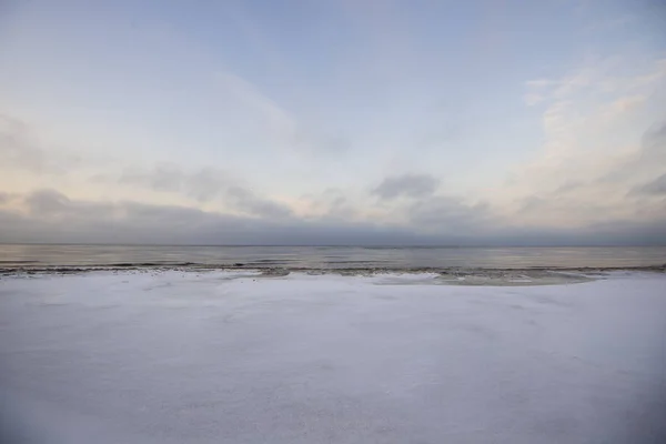 Zimní Večer Pobřeží Moře Lotyšsko — Stock fotografie
