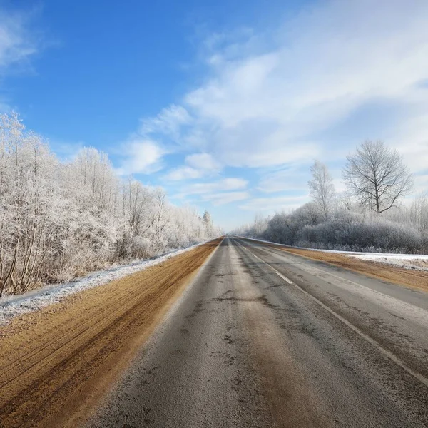 Autobahn Der Russischen Landschaft Winter — Stockfoto