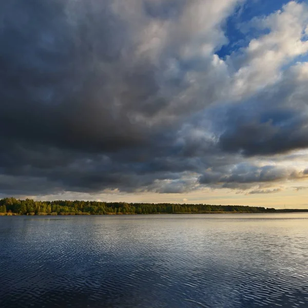 Vista Panorámica Del Río Bosque Contra Cielo Nublado —  Fotos de Stock