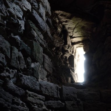 Taş duvar Ortaçağ kale görünümü