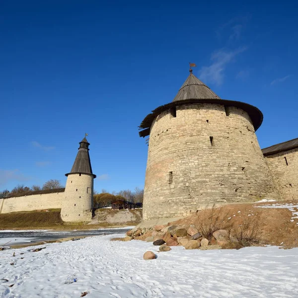 Historische Pskov Stad Fort Kremlin Winter — Stockfoto