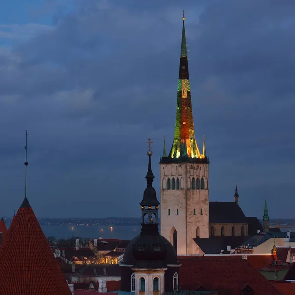 Vista Sulla Città Tallinn Sera Estonia — Foto Stock