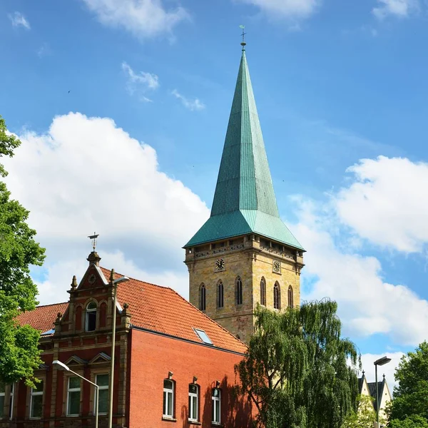 Blick Auf Den Turm Der Katharinen Kirche Osnabruck — Stockfoto