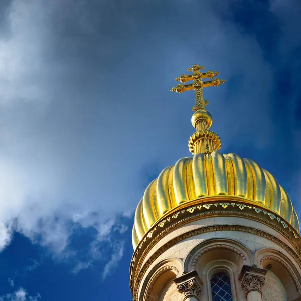 Veduta Della Chiesa Ortodossa Wiesbaden Germania — Foto Stock