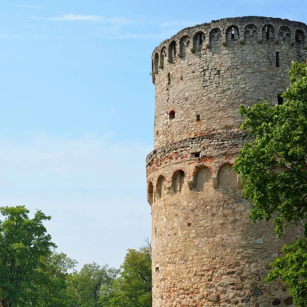 Cesis Conjunto Castillo Medieval Contra Cielo Azul — Foto de Stock