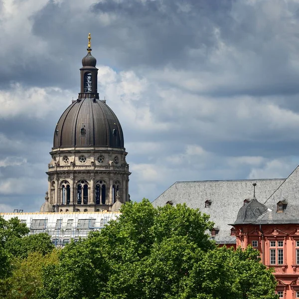 Uitzicht Daken Van Oude Stad Mainz Duitsland — Stockfoto