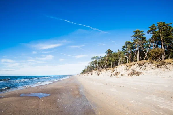 Вид Балтійське Узбережжя Море Під Хмарним Блакитним Небом Сонячний День — стокове фото