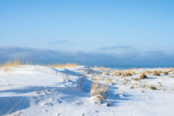 A view of the cold Baltic sea on a clear winter day, Latvia
