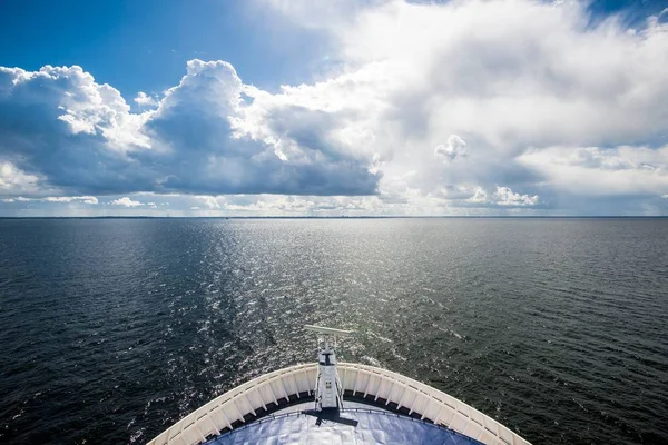 View of the Gulf of Finland from the ferry on the route Estonia-Finland. Sunny summer day