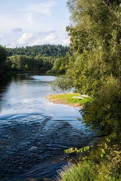 View Forest Lake Sunny Autumn Day Sigulda Latvia — Stock Photo, Image