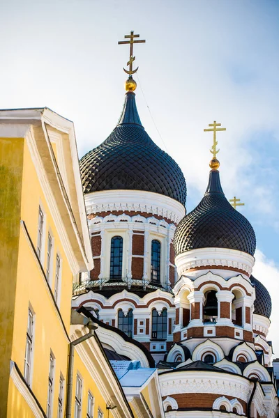 Inverno Città Vecchia Tallinn Estonia Una Chiara Giornata Sole Cattedrale — Foto Stock