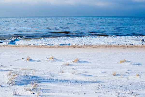A view of the cold Baltic sea on a clear winter day, Latvia