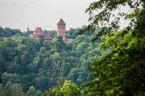 Uitzicht Het Kasteel Turaida Een Zonnige Dag Sigulda Letland — Stockfoto