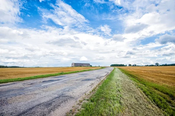 Asphalt Road Country Fields Latvia — стоковое фото