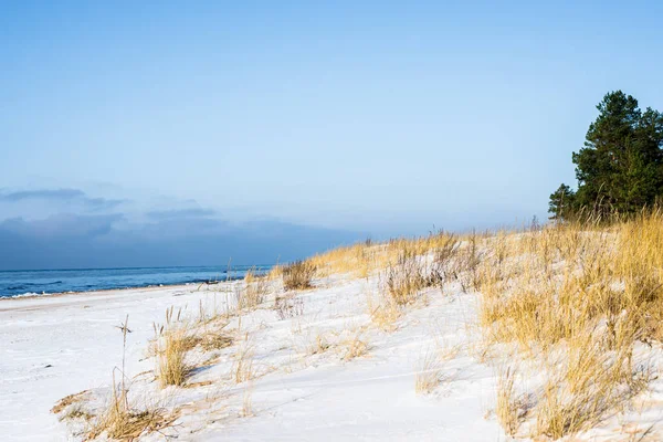 Вид Холодне Балтійське Море Ясний День Зими Латвія — стокове фото