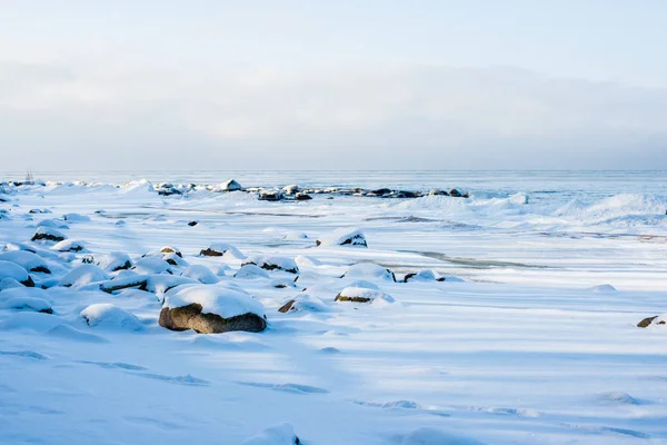 Vista Sul Freddo Mar Baltico Una Limpida Giornata Invernale Lettonia — Foto Stock