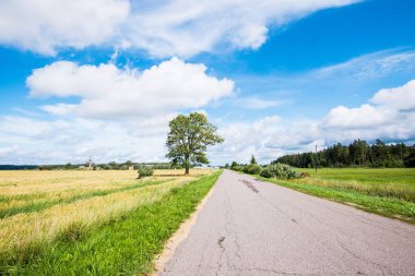 Ülke alanlarındabir asfalt yol, Letonya