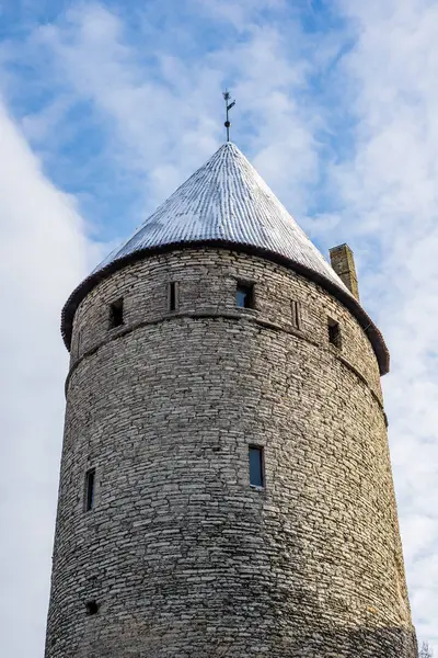 Invierno Ciudad Vieja Tallin Estonia Claro Día Soleado Torre Ciudad — Foto de Stock