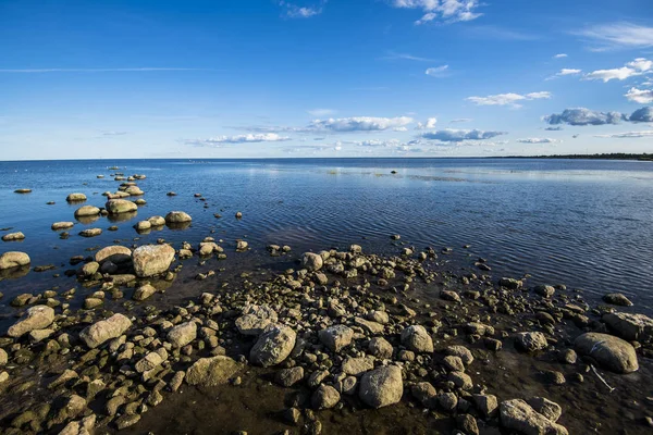 Widok Jezioro Kamiennego Brzegu Słoneczny Dzień Estonia — Zdjęcie stockowe