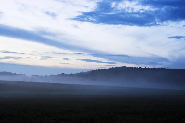 Morgennebel über Feld und Wald. Morgenlicht pur. teckl — Stockfoto