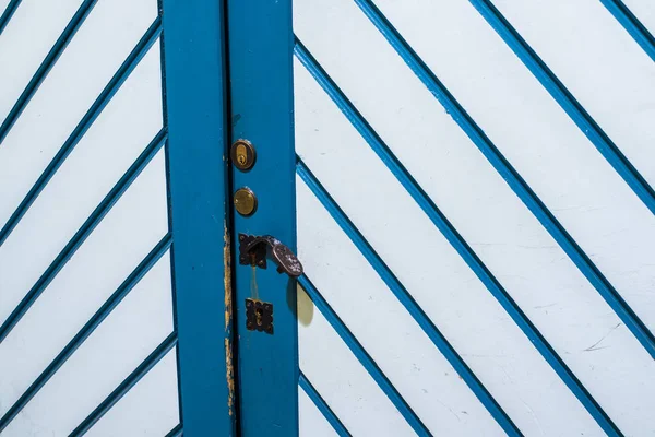 Blue White Old Wooden Doors Close Tallinn Old Town Estonia — Stock Photo, Image