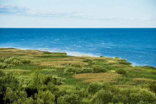 Utsikt Över Sjön Mot Klarblå Himmel Solig Dag Estland — Stockfoto