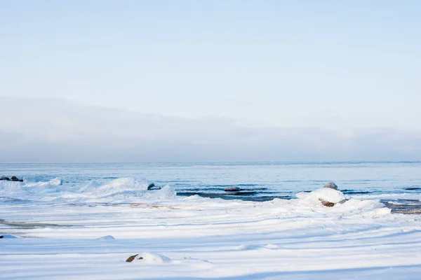 Vista Sul Freddo Mar Baltico Una Limpida Giornata Invernale Lettonia — Foto Stock
