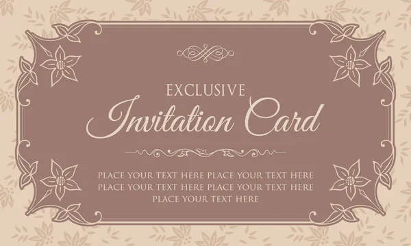 Exclusive Invitation Card Design Vintage Style — Stock Vector