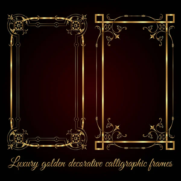 Luxusní Zlaté Ozdobné Kaligrafické Snímků — Stockový vektor