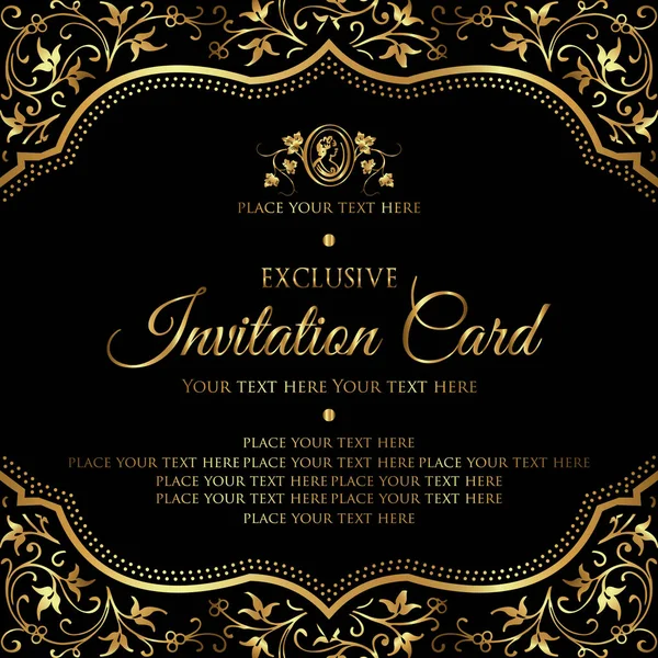 Tarjeta Invitación Diseño Vectores Oro Negro Lujo — Archivo Imágenes Vectoriales