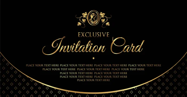 Or et noir design de carte d'invitation de luxe — Image vectorielle