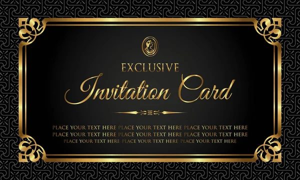 Cartão de convite - estilo preto e dourado exclusivo — Vetor de Stock