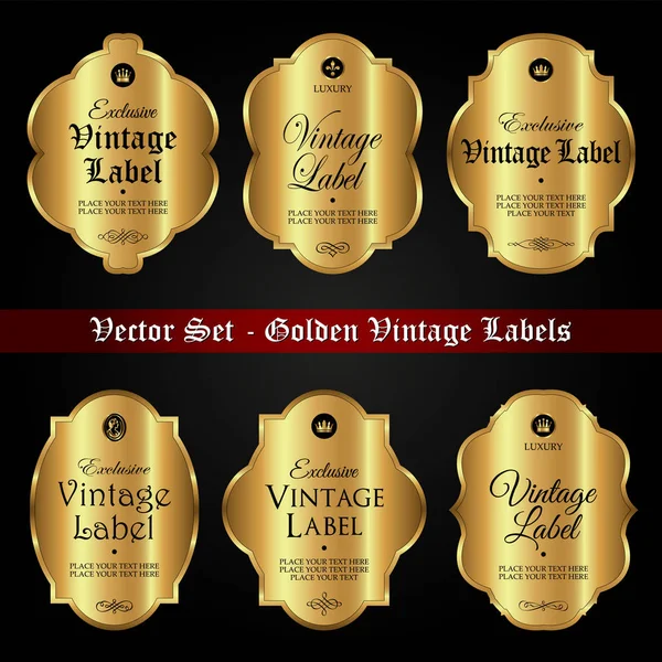 Vektor-Set goldener Vintage-Etiketten — Stockvektor