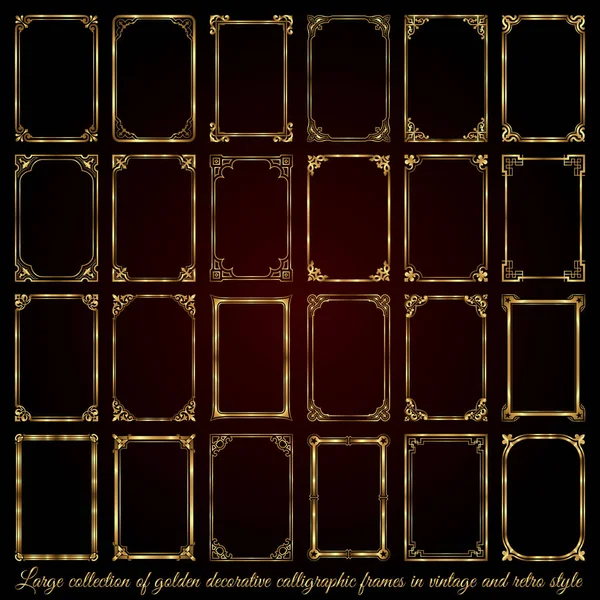 Vintage ve retro tarzı altın dekoratif kaligrafik çerçeveler büyük koleksiyonu