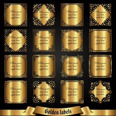 Vintage ve retro tarzıaltın etiketler vektör seti