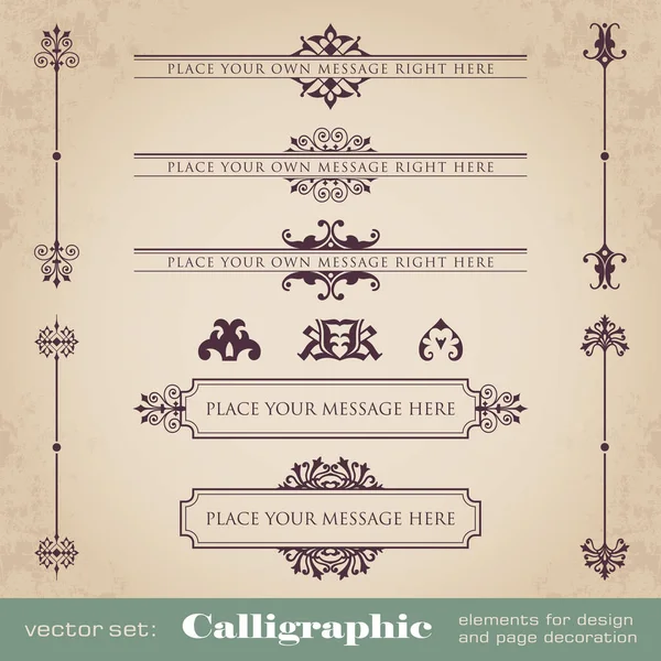 Kalligrafische ontwerpelementen en pagina decoratie - vector set — Stockvector