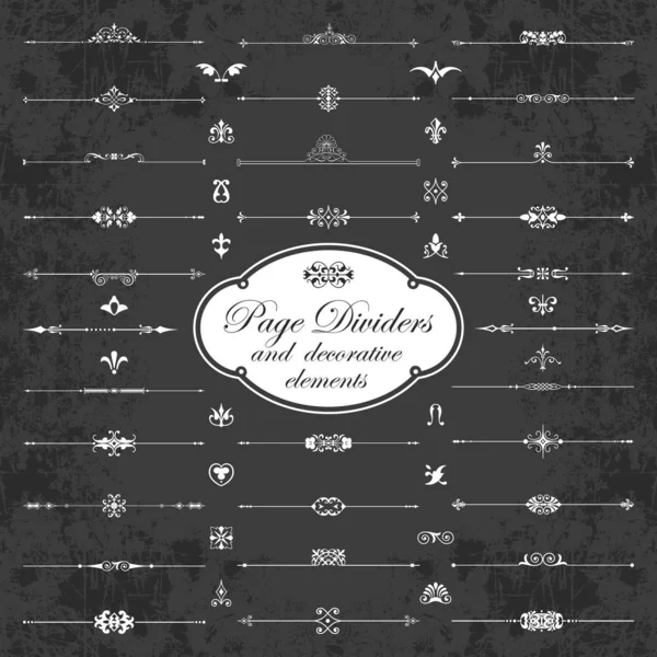 Page dividers and ornamental elements on chalkboard background - vector set — Stock Vector