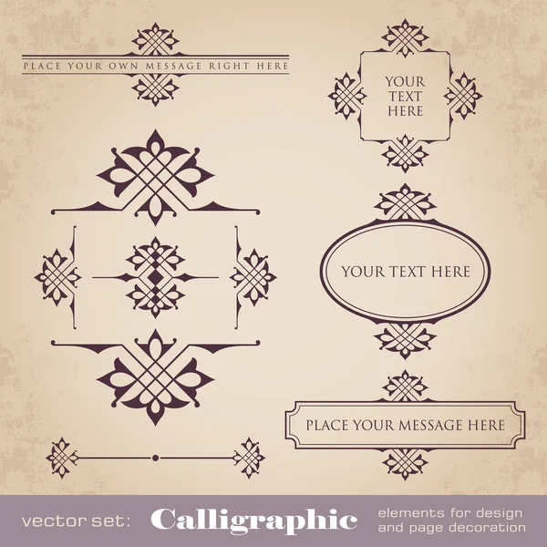 Vector collection of calligraphic elements for design and page decoration — Stock Vector