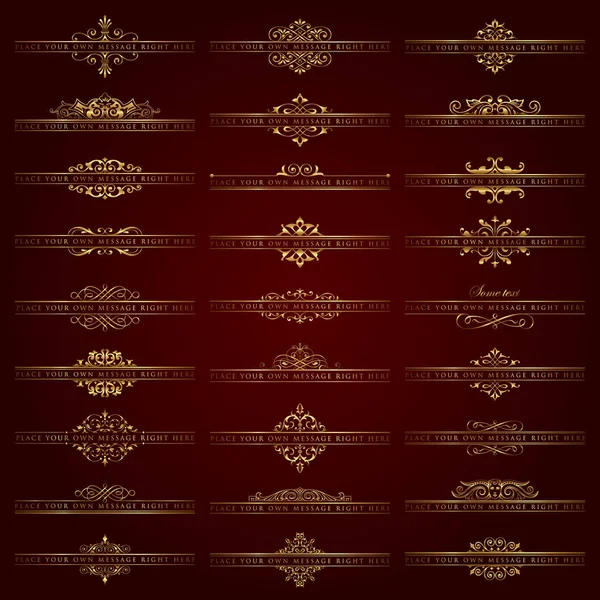 Large collection of various calligraphic ornate headpieces in gold Stock Vector