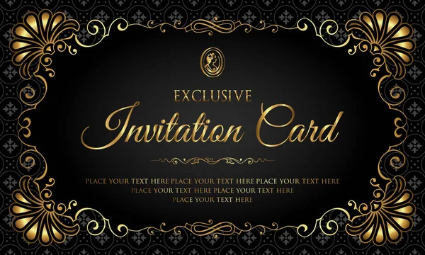 Luxury gold and black invitation card vector design — Stock Vector