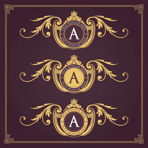 Conjunto Vectorial Monogramas Logotipos Decorativos Caligráficos Estilo Vintage — Vector de stock