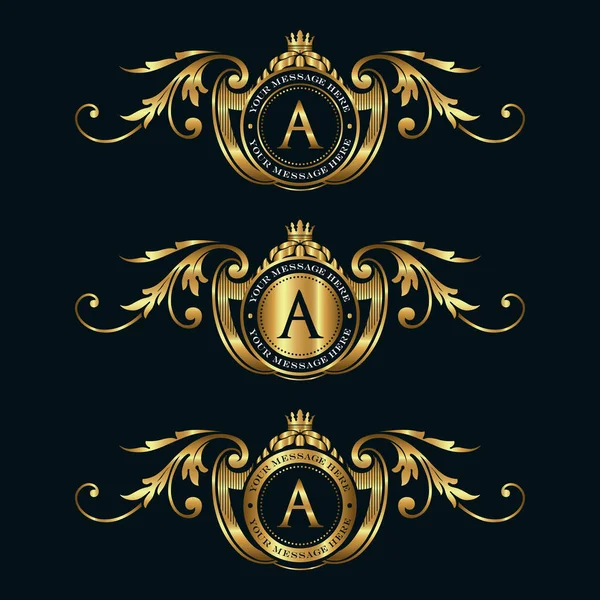 Luxury Calligraphic Golden Monograms Logos Vintage Style Vector Graphics