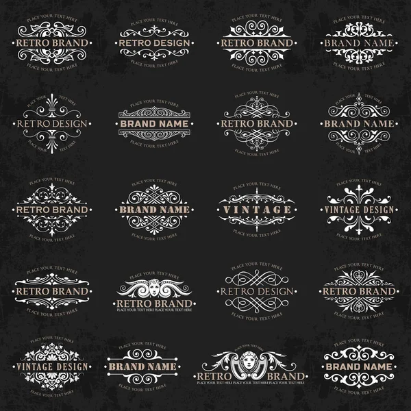 Large Collection Decorative Calligraphic Logo Templates Design Chalkboard Background Stock Vector