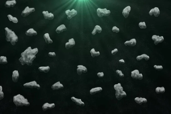 Digitale Schilderij Van Asteroïden Textuur Met Groene Verre Ster Ruimte — Stockfoto