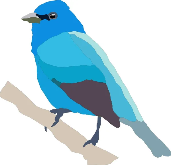 Blue Bird Vector Sitting Tree Limb — Stock Vector