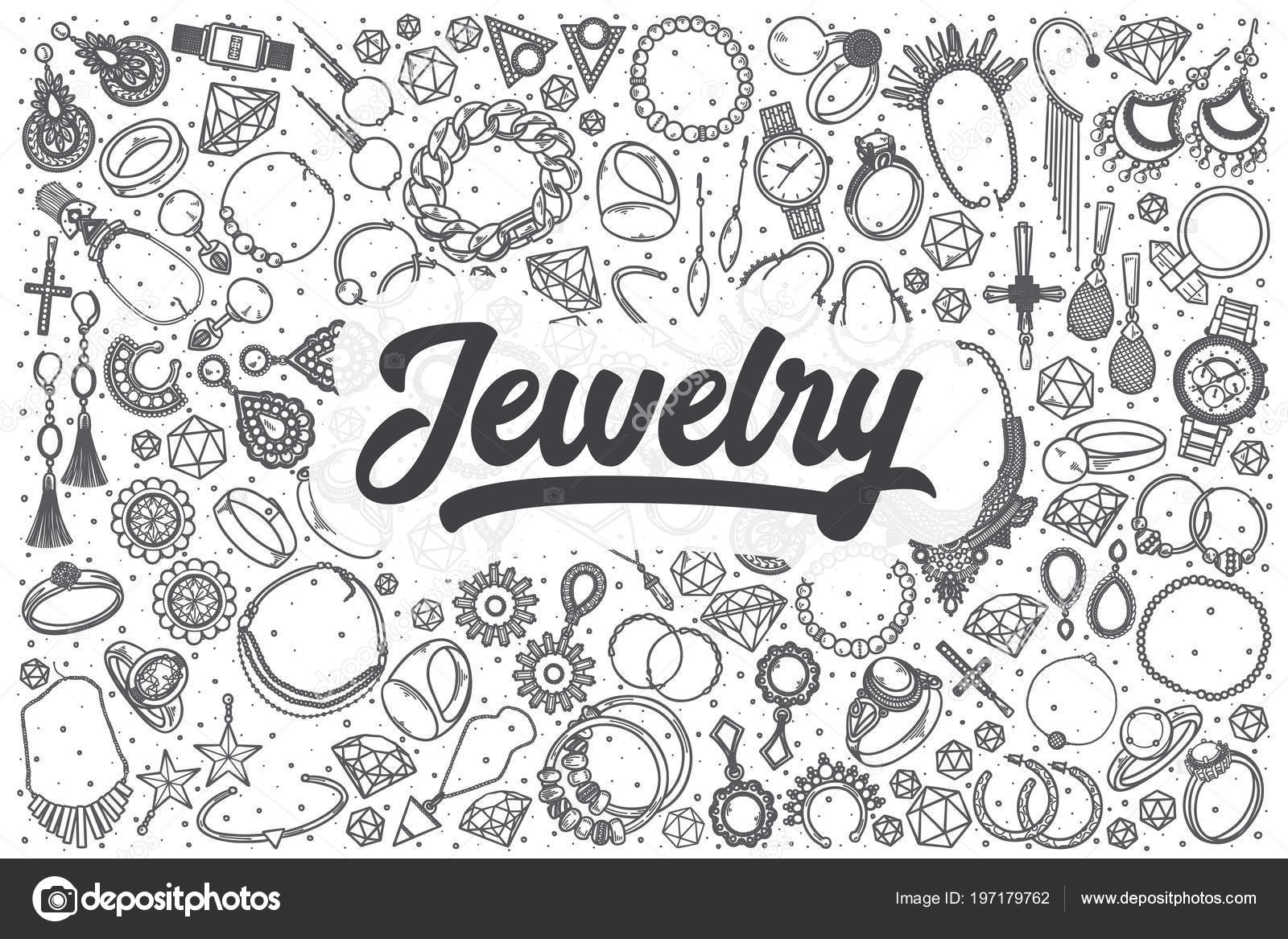 Hand drawn jewelry vector doodle set. Stock Vector Image by ©Elada 