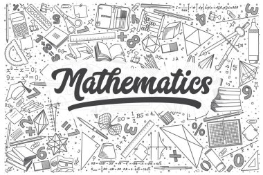 Çizilmiş matematik vektör doodle set el.