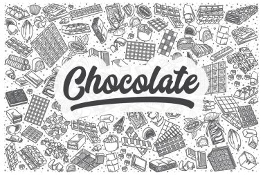 Çizilmiş çikolata vektör doodle set el.