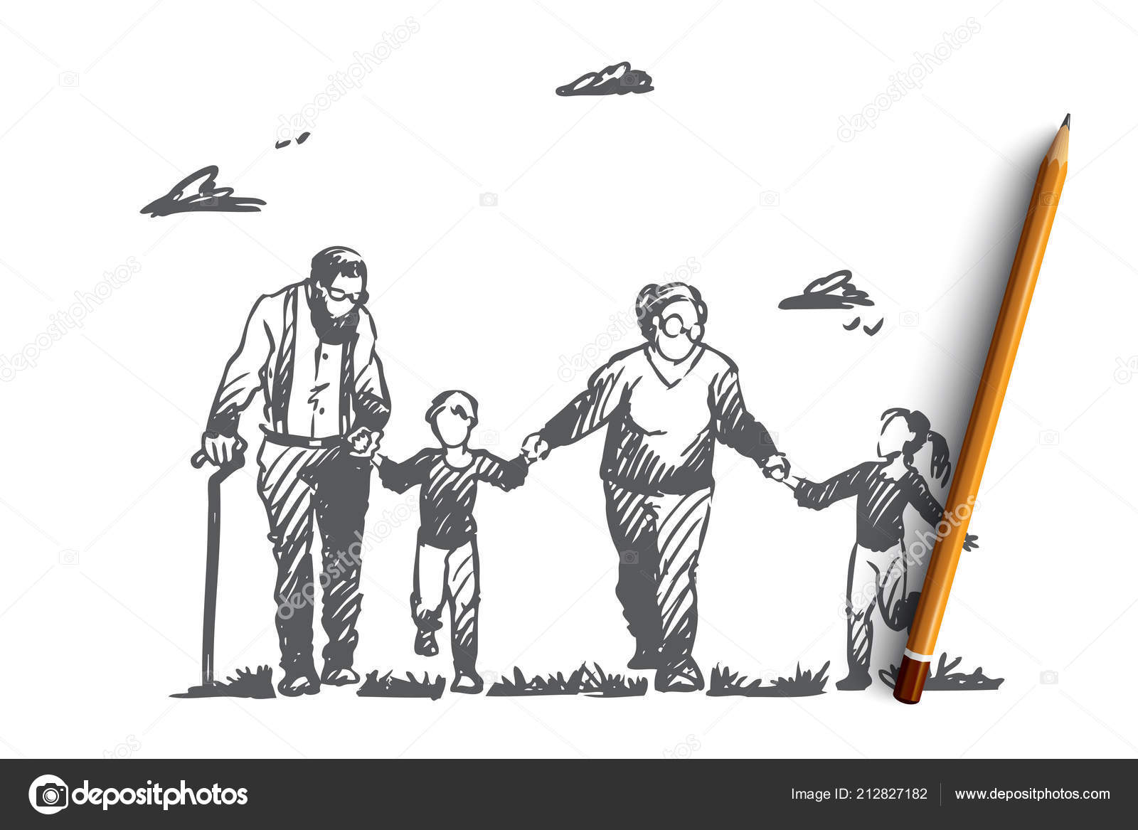 Single one line drawing is grandma sitting on the sofa and grandpa giving  support to grandma with love. Grandparents day. Continuous line draw design  graphic vector illustration. 7893053 Vector Art at Vecteezy